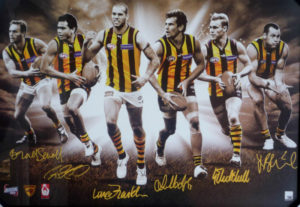 Hawthorn Hawks 6 player licenced lithograph framed